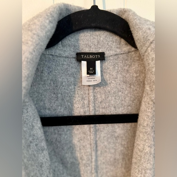 Talbots Camel Brown & Gray Shawl Collar Sleeveless Wool Cape Coat Vest Sz M - Picture 5 of 10